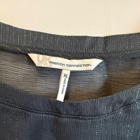 French Connection Sheer with Metallic detail teal blouse XL NWOT - Picture 3 of 5